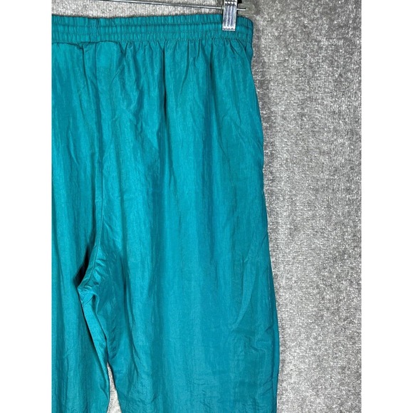 Vintage‎ Reebok Pull On Ankle Zip Jogger Track Pants Size Large Teal Pockets - Picture 11 of 16